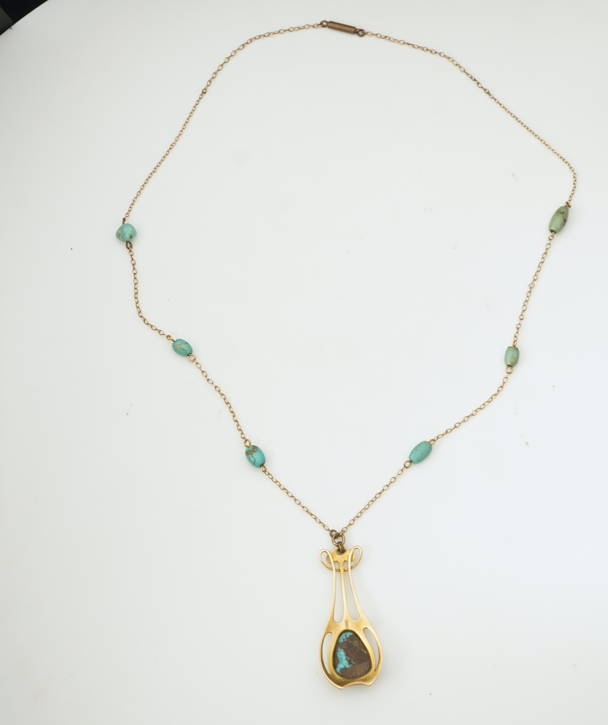 Murrle, Bennett & Co., an Arts and Crafts turquoise pendant necklace, early 20th century